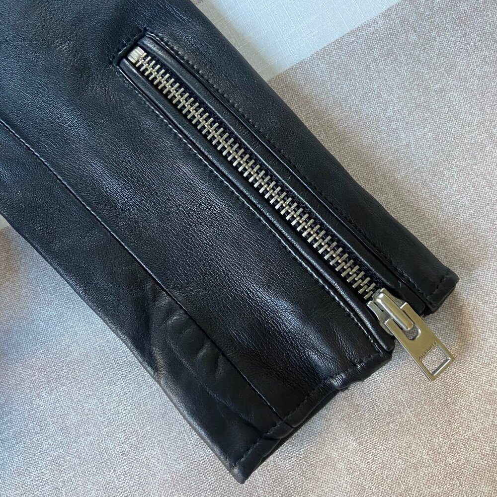 AllSaints Balfern Black Biker Cropped Belted Leather Jacket $528 New Sz 6 - Picture 9 of 16